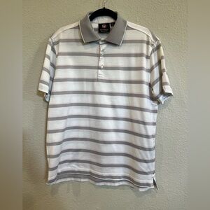 Victorinox gray stripped polo size large
